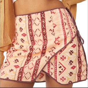 NWT Free People Tuscan Sunrise Cleo Printed Wrap Skirt In Multi Combo 12